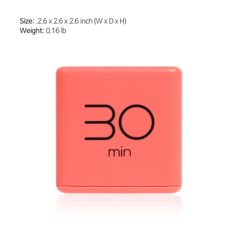mooas Cube Timer (Coral), Timers Cube Flip Block Timers Productivity Gravity Sensor Time Management for Kids ADHD Classroom Kitchen Desk Workout Cooking Study 10, 30, 50, 60 min Timer Setting - Image 4